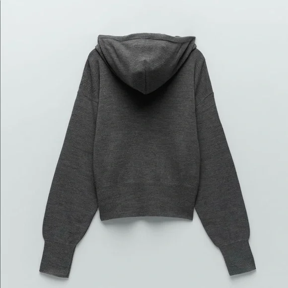 ZARA Hooded Crop Kangaroo Sweatshirt Hoodie M - Picture 2 of 15